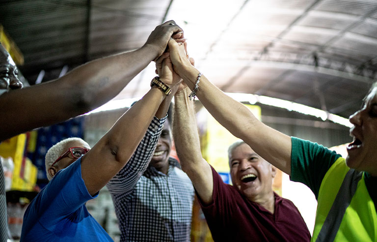 Employees celebrating