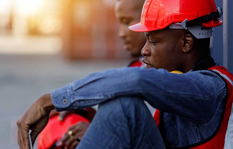 Industrial worker stressed